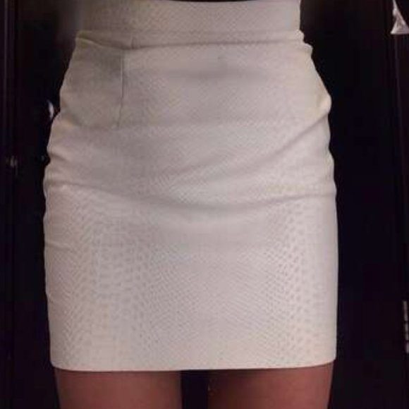 Vintage American Apparel Snakeskin White Leather Pencil Mini Skirt - Picture 1 of 6